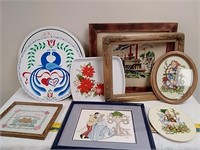 Group of assorted framed needlepoint