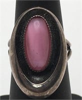 Silver Ring W Pink Stone