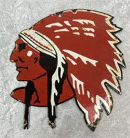 Red Indian Chief Enamel Cut Out Door Push