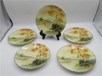 SET OF 5 HAND PAINTED NIPPON PLATES