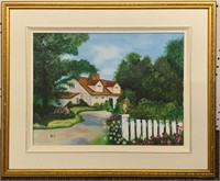 Nik Oil On Canvas Of House, Between The Trees