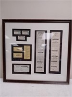 Framed vintage railroad tickets