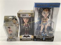 (3) New Wonder Woman Figurines & Bobblehead