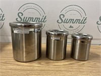 3 Kirkland Stainless canisters, lids seal on