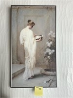 Framed Picture Lady w/Flowers 32" x 17.5"