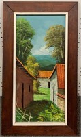 Oil On Canvas Farm Scene Signed Flores