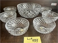 Crystal Bowl with 6 Smaller Crystal Bowls, 7pc