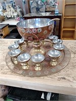Large decorative punch Bowl set