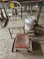 wood chair/ rolling shop seat/homemade seat
