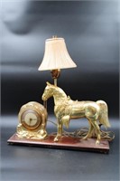 SMITHS ELECTRIC VINTAGE BRASS HORSE CLOCK & LAMP