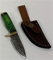 Damascene Blade Knife With Inlaid Handle