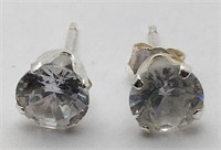 Sterling Silver Clear Stone Earrings