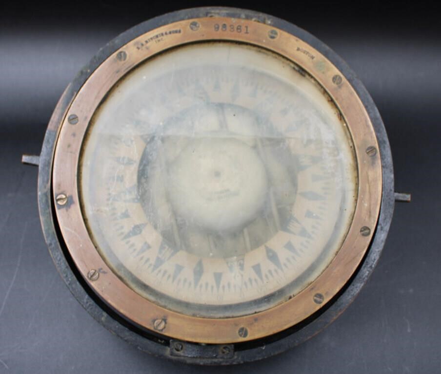 19C E.S RITCHIE & SONS LIQUID NAVAL SHIP'S COMPASS