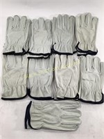 (9) New Unbranded 100% Cowhide Gloves