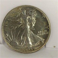 1945 S Silver Walking Liberty Half Dollar