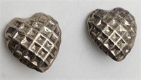 Mexico Sterling Heart Clip Earrings