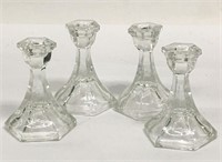 Group Of 4 Glass Candle Sticks