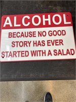 Alcohol metal sign 8” x 12”