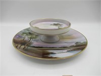 BEAUTIFUL TWO TIER HAND PAINTED NORITAKE PLATE