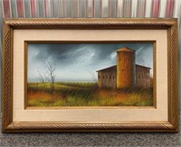 Everett Woodson Oil On Canvas Barn Scene Landscape