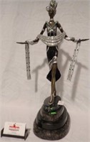 MARBLE BASE BRONZE CARNIVALE DANCER 23"