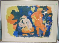 HANDCOLORED LITHO "TWO NUDES" BY G PRESTOPINO