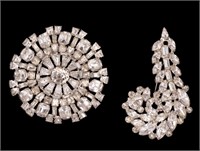 Weiss Large Rhinestone Brooches