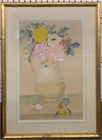 Signed Anita '75 Watercolor Flower Still Life
