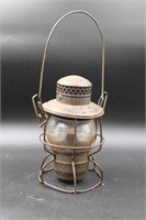 ANTIQUE CNR HIRAMI PIPER RAILWAY GLASS OIL LANTERN