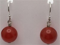 Sterling Silver Red Stone Earrings