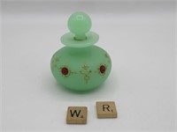 ANTIQUE FROSTED GREEN PERFUME BOTTLE