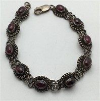 Sterling Silver Bracelet W Purple Stones