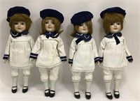 Group Of 4 Bisque Dolls In Sailor Outfits