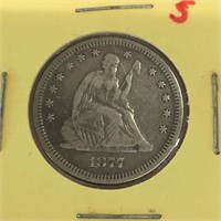 1877 S Seated Silver Quarter