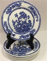5 John Maddock & Sons Blue Decorated Plates