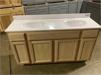 61" Vanity with Double Sink Tops