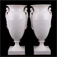 White Porcelain Urns / Lamp (Pair)