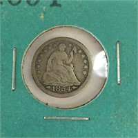 1854 Silver Half Dime, Seated Arrows, Fine