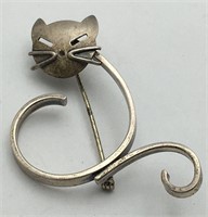 Sterling Silver Cat Pin