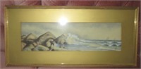 ANTIQUE ORIGINAL PASTEL OF OCEAN SCENE