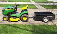 John Deere E110 Riding Mower, Craftsman Trailer