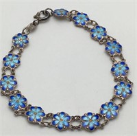 Sterling Silver Enamel Flower Bracelet