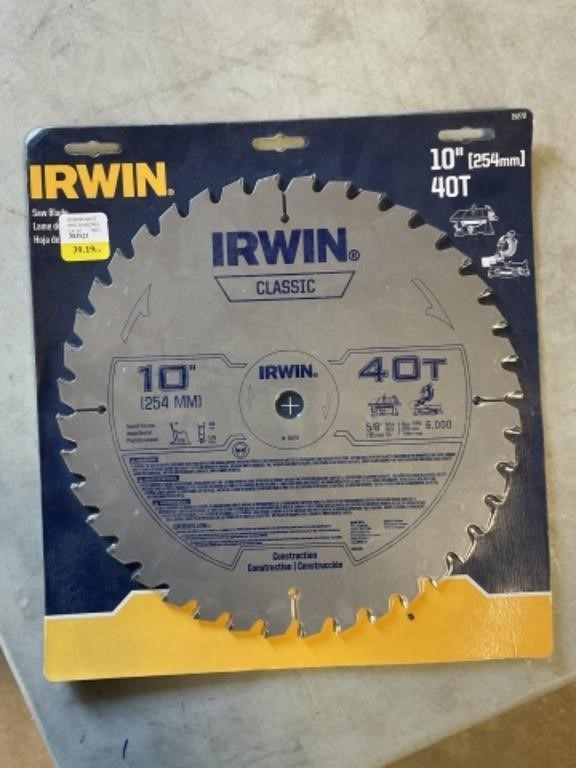 10" Construction Carbide Tipped 40T Saw Blade