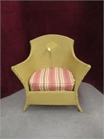 ANTIQUE WICKER CHAIR PAINTED YELLOW