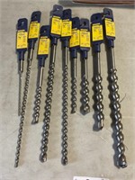 Assorted Sized Hammer Drill Bits x 9Pcs