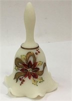 Signed Fenton Satin Glass Hand Painted Bell