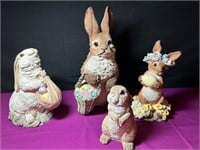 Resin Bunny Figurines, Some Hand Painted