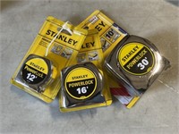12' 16' and 30' Stanley Measuring Tapes x 3Pcs