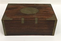 Wooden Hinged Lid Box With Brass Mounts