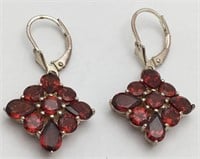 Sterling Silver Earrings W Red Stones